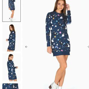 SOLD- Pugs on a Swan Sweater Dress